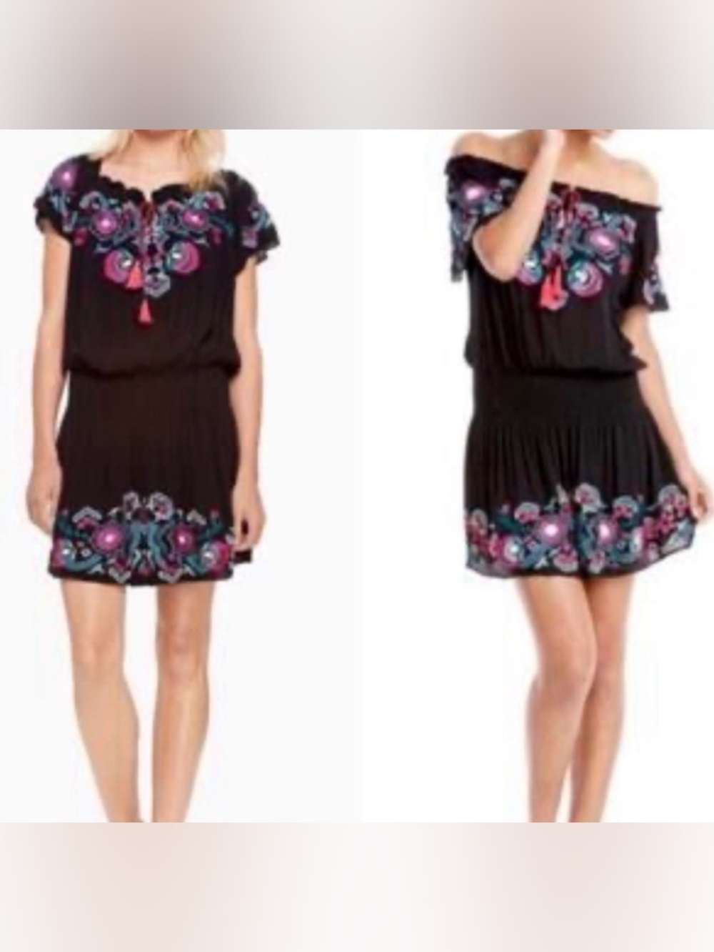Parker black embroidered dress